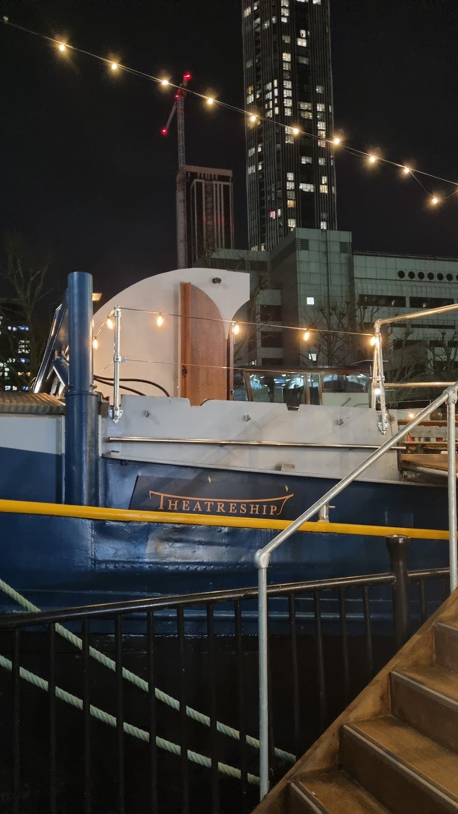 Event Space in Theatreship: unique ship venue with ambient lighting for creative gatherings.