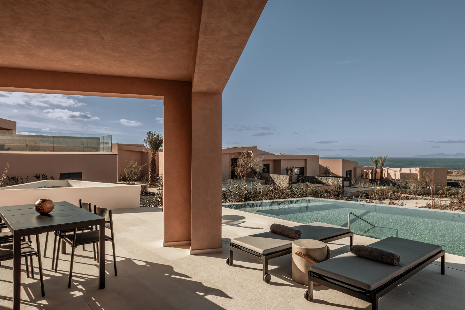 Wrap-around sun terrace with pool at SHA Villas, ideal for corporate events and retreats.
