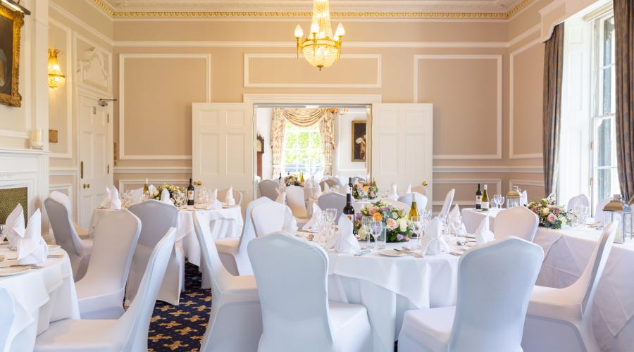 Elegant banquet room at West Lodge Park Hotel, perfect for weddings and corporate events.