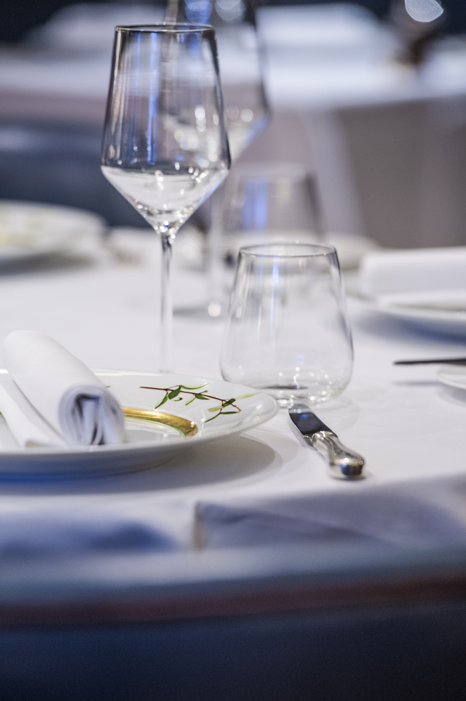 Elegant dining table setup at Bentley's Oyster Bar for formal events.