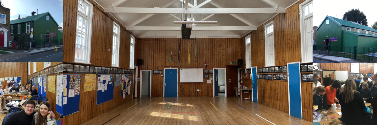 Village Hall in Mortlake: inviting wooden interior for community events and gatherings.