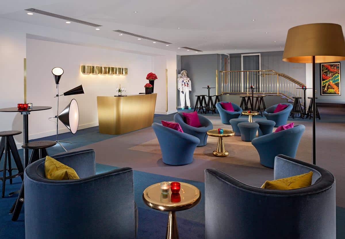 Stylish Screening Room lobby at Sea Containers London, perfect for events and networking.