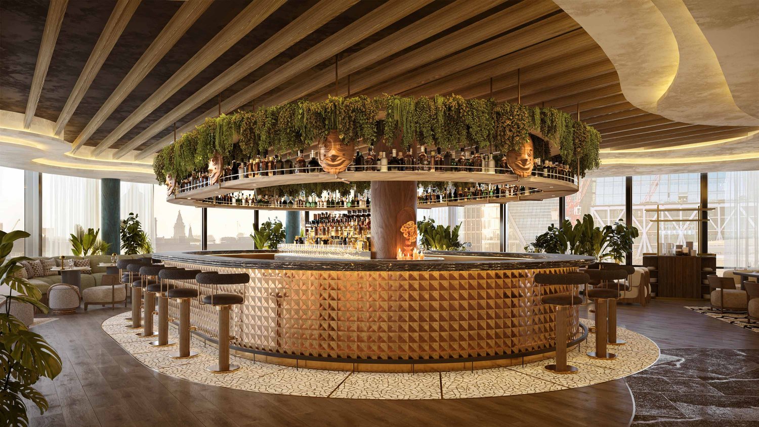 Private dining room bar in Los Mochis, ideal for networking events and cocktail receptions.