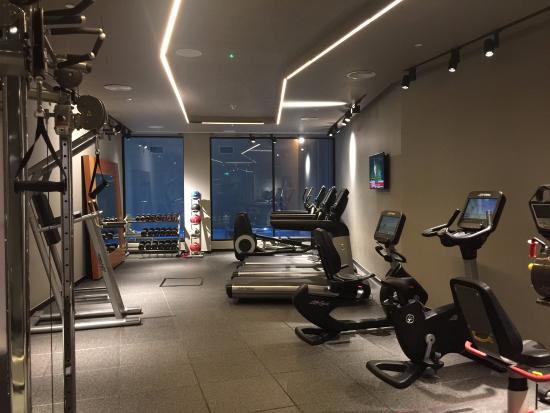 Modern gym at Bankside Hotel with natural light, perfect for wellness events and retreats.
