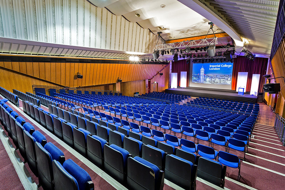 Great Hall at Celesta Venues, tiered seating for conferences and presentations.