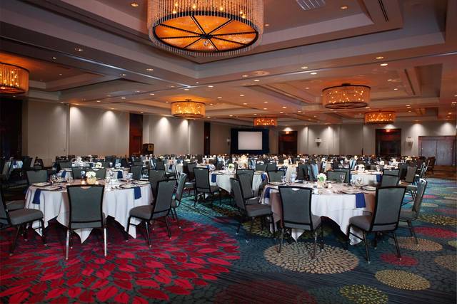 Elegant ballroom at DoubleTree Austin, perfect for conferences and formal events.