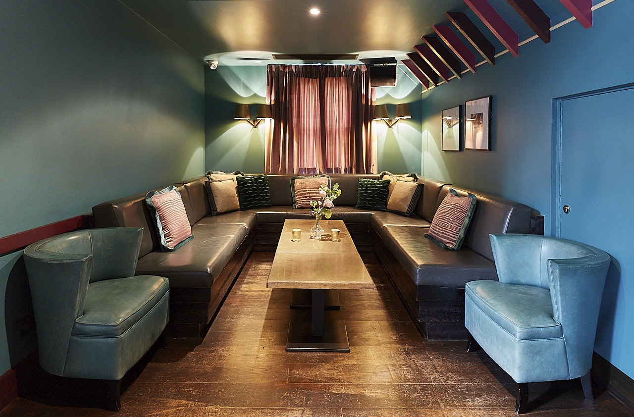 Penthouse Champagne Bar at Beaufort House Chelsea, cozy lounge for networking events.