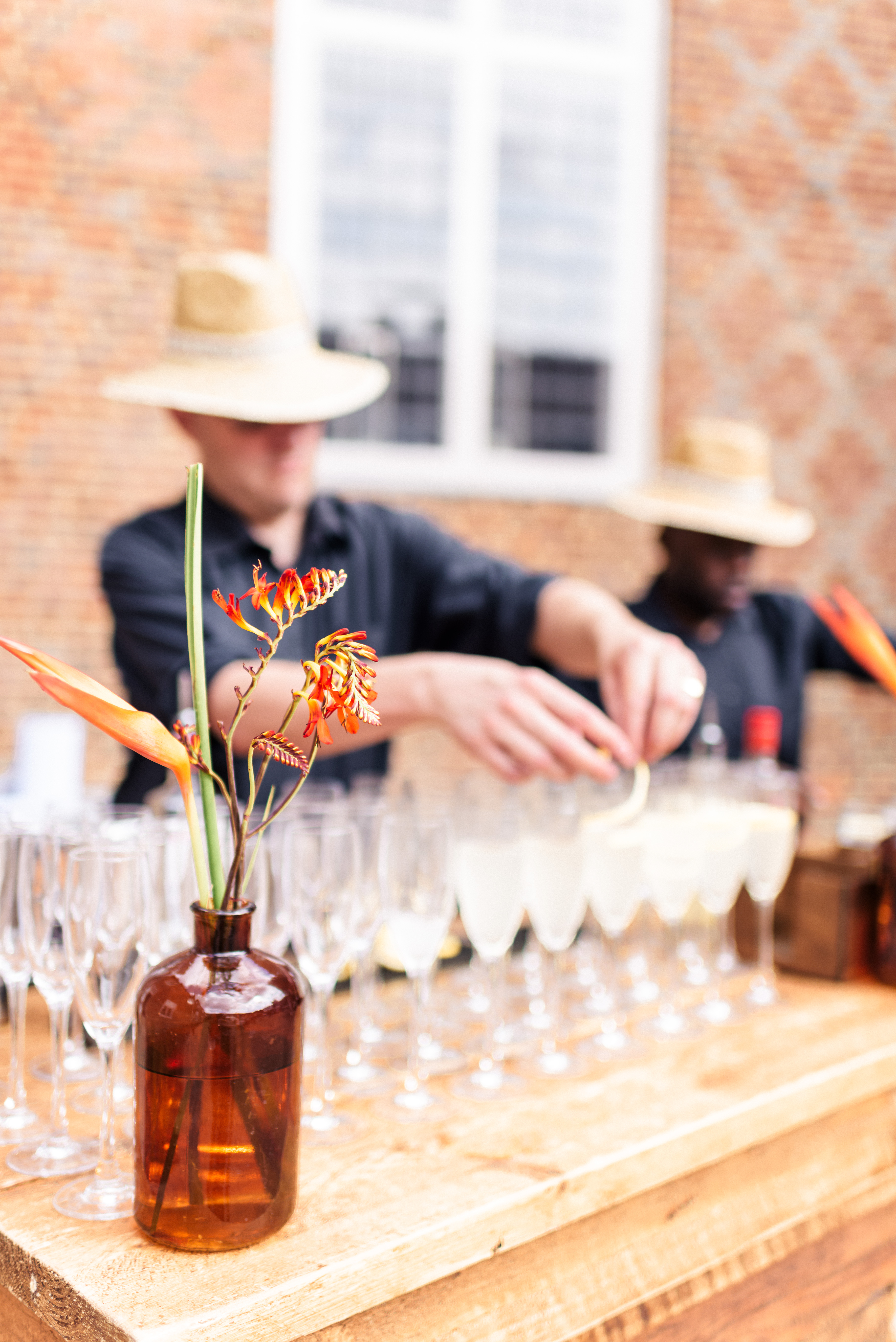 Terrace Boardroom outdoor event with elegant glassware and floral accents in London.