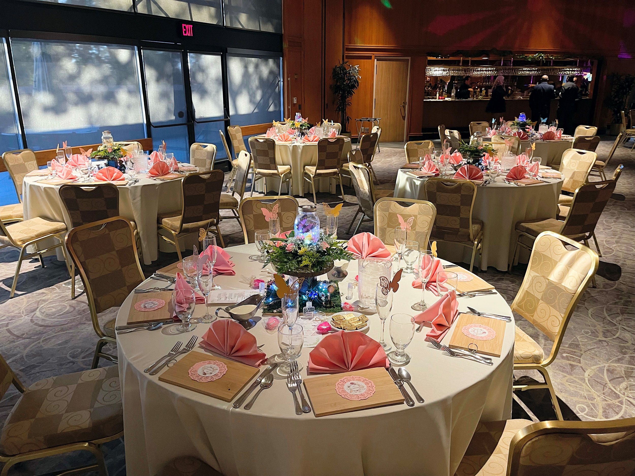 Elegant banquet room at Clark Street Terrace, ideal for weddings and corporate events.