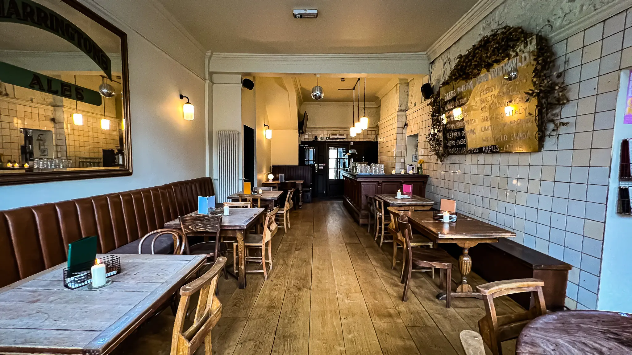 Stylish dining room at The Mall Tavern, ideal for intimate gatherings and meetings.
