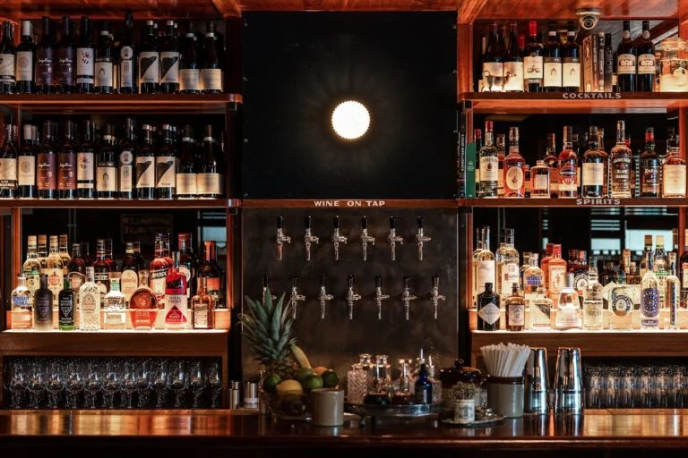 Well-stocked bar at Blacklock Restaurant, ideal for networking events and celebrations.