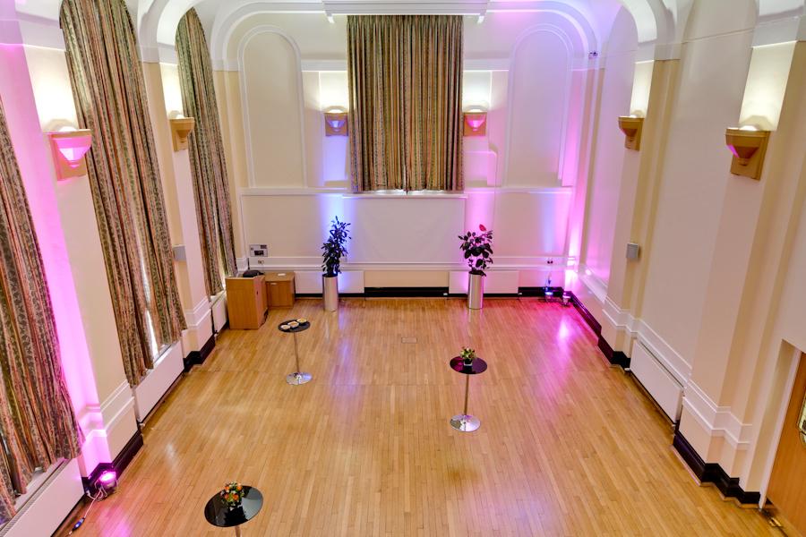 Classroom Hire in Knapp Gallery: elegant event space with floral decor for receptions.