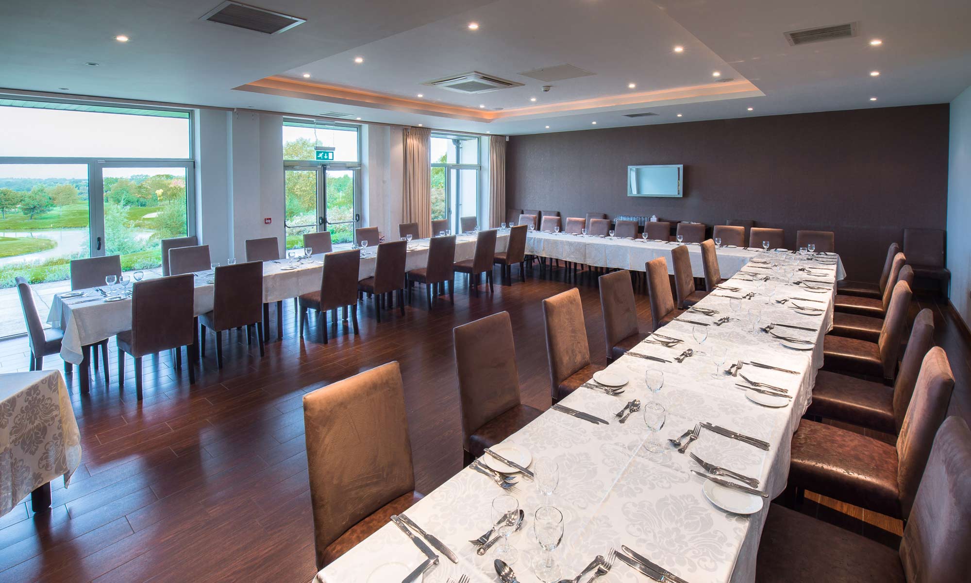 Elegant dining area in Clubhouse, The Shire London for corporate events and gatherings.