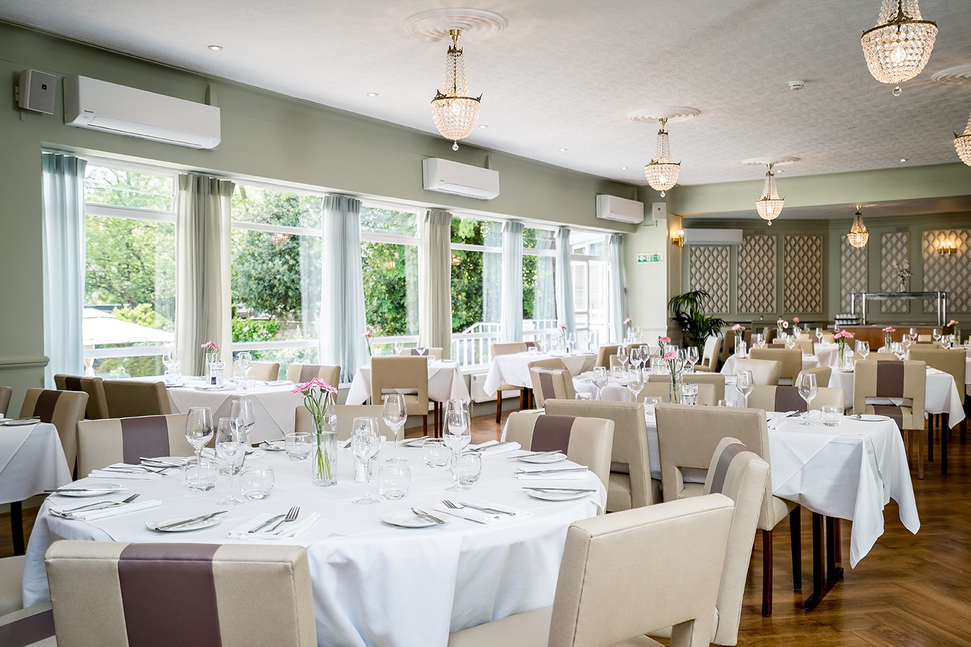 Elegant dining space at The Clarendon Hotel for conferences and events.