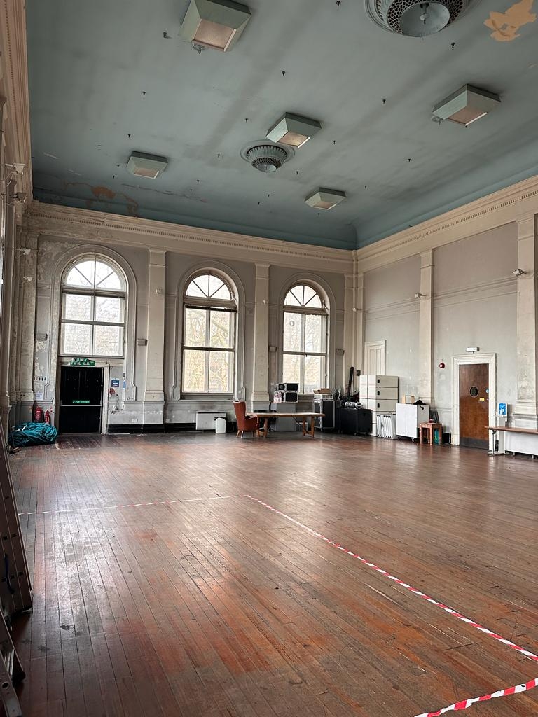 Spacious balcony at Limehouse Town Hall, ideal for workshops and receptions.