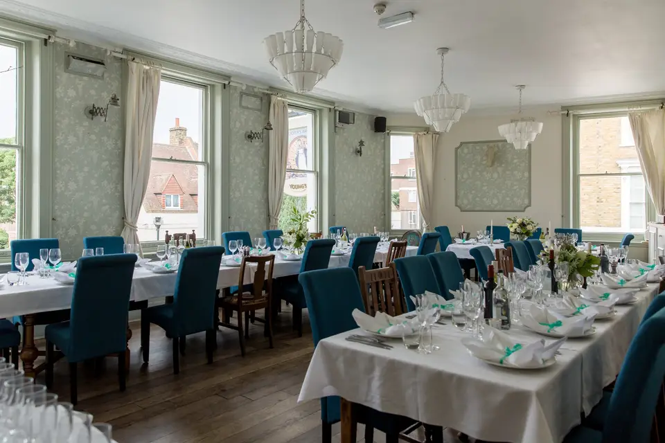 Elegant private room at The Cooper's Arms, ideal for weddings and corporate events.