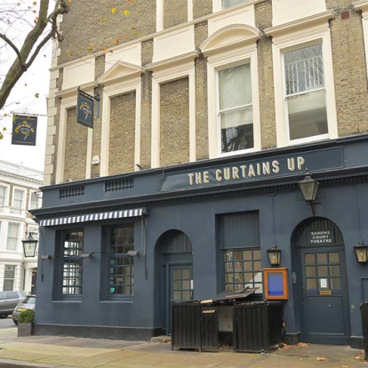 Barons Court Theatre exterior, ideal for intimate gatherings and events.