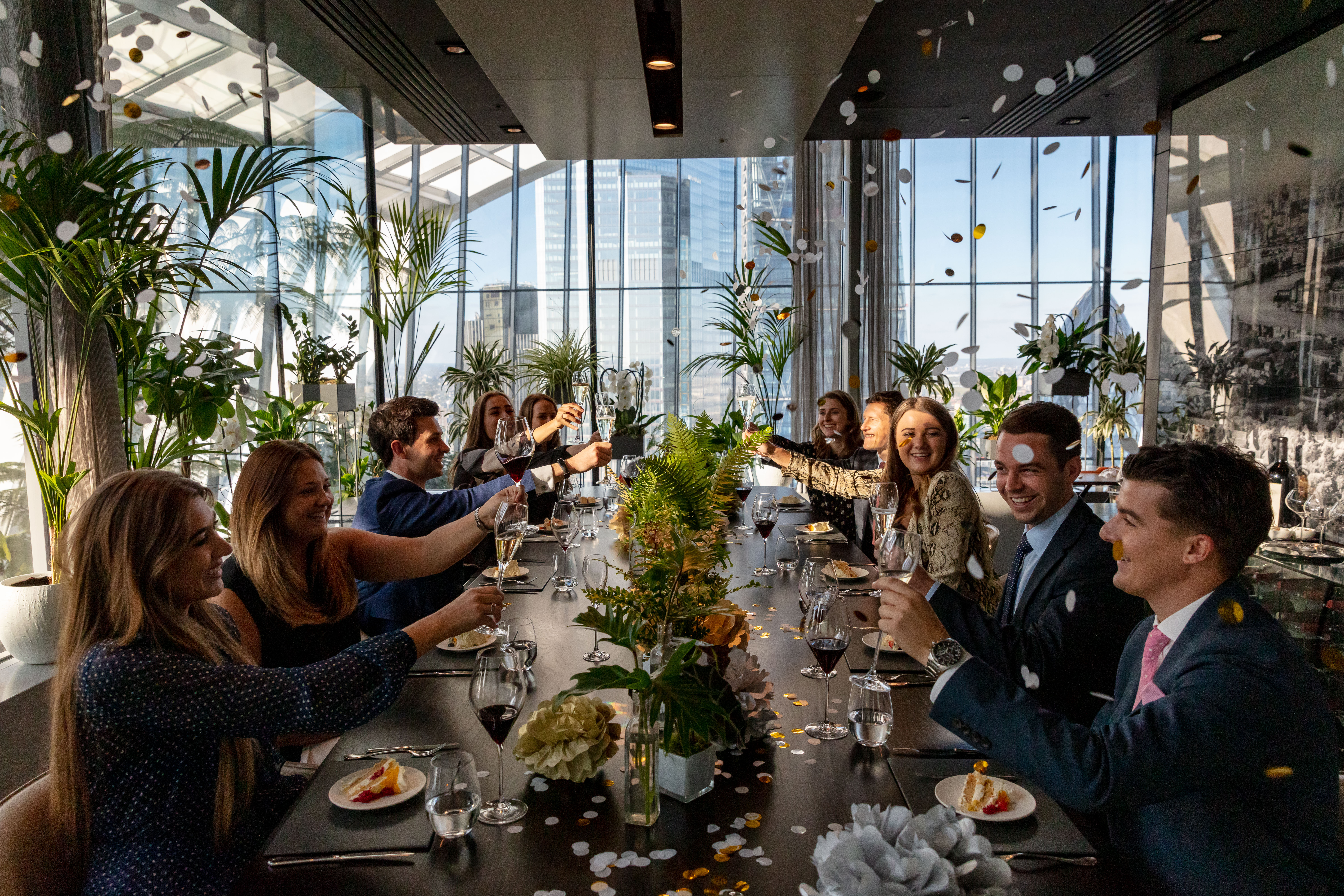 Vinoly Private Dining Room in Sky Garden London, elegant table setting for corporate events.