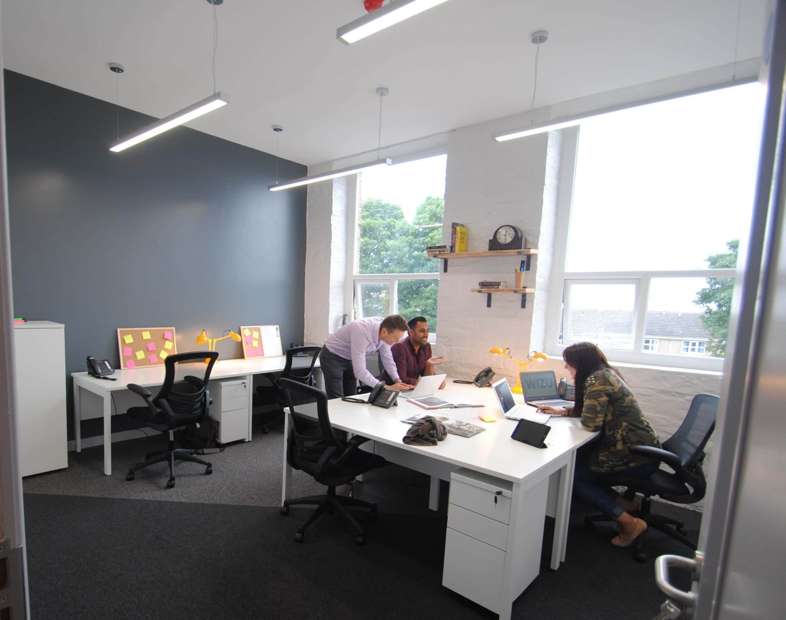 Beck Mill collaborative workspace with modern furniture for creative meetings and brainstorming.