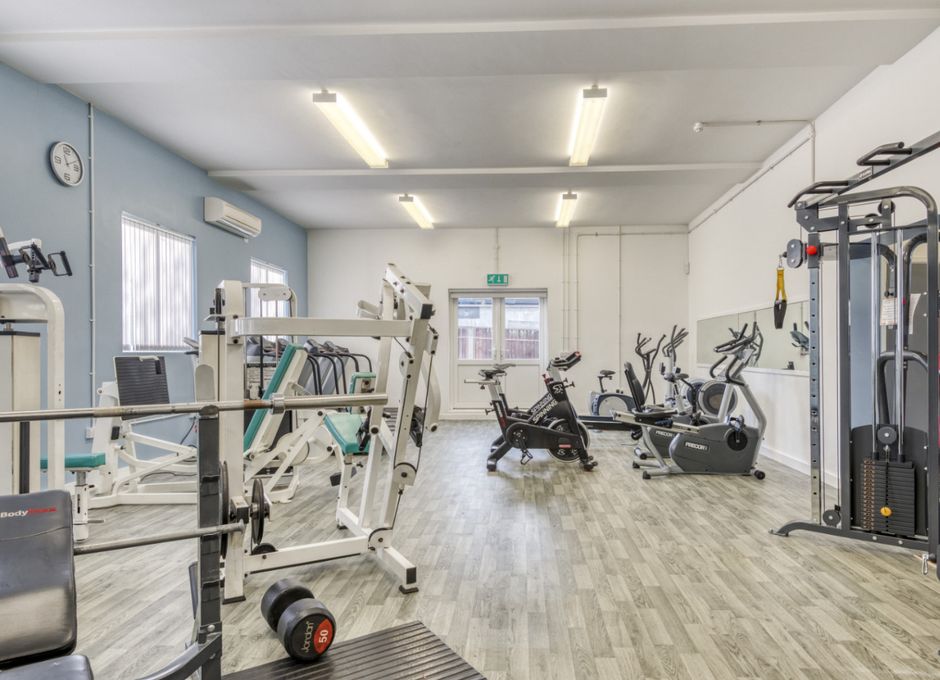 Astro gym space with natural light, perfect for wellness retreats and team-building events.