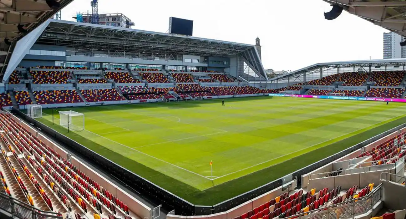 Gtech Community Stadium with vibrant seating, ideal for sports and corporate events.