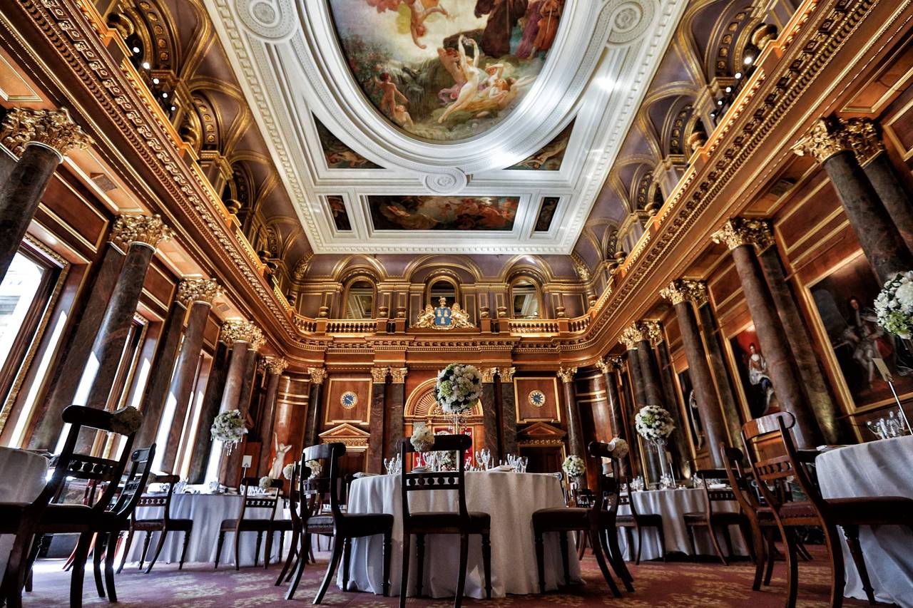 Opulent Draper Hall event space with elegant decor, ideal for weddings and formal events.