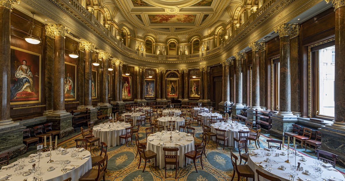 Elegant Draper Hall banquet with ornate decor, perfect for formal events and receptions.