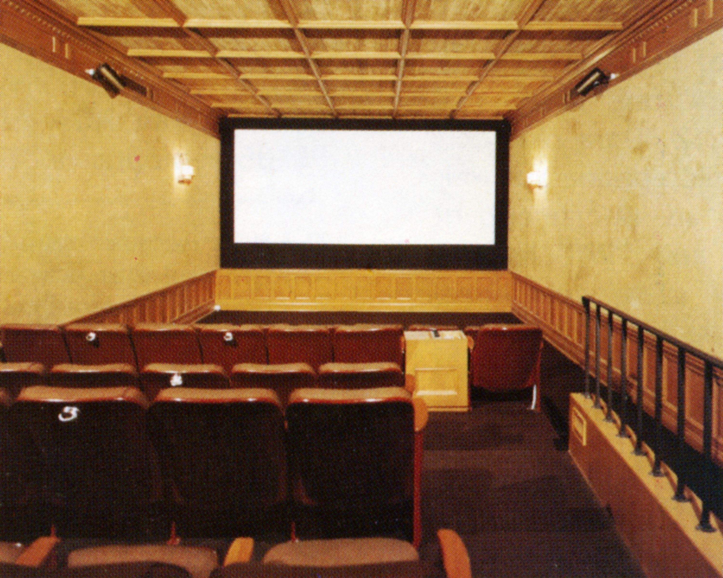 Intimate screening room in Greystone Mansion, ideal for corporate events and film viewings.