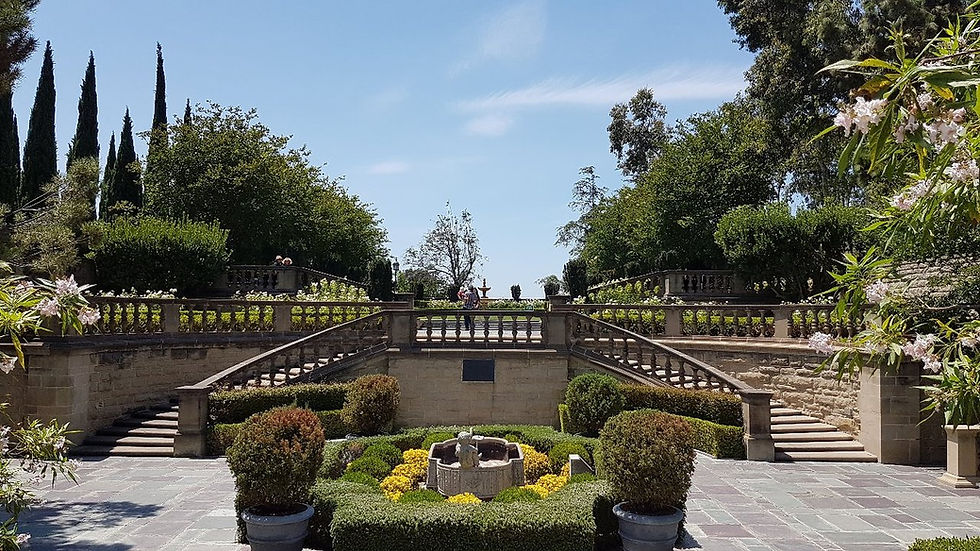 Greystone Mansion courtyard: lush venue for weddings and corporate events.