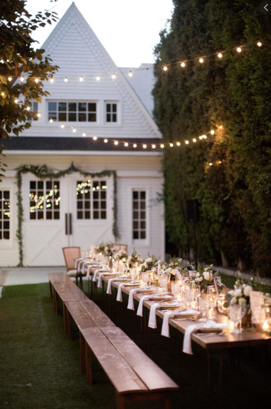 Elegant outdoor dining at Lombardi House, perfect for weddings and upscale events.