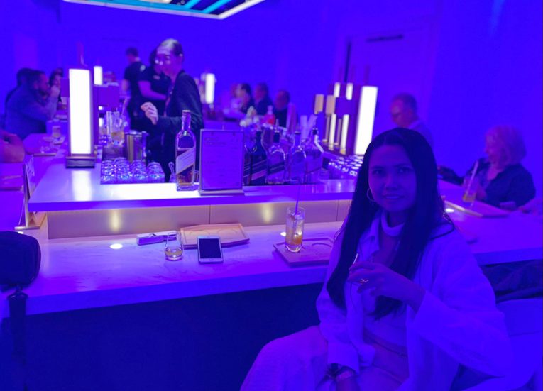 Modern Blue Room event space at Johnnie Walker, ideal for networking and cocktail events.