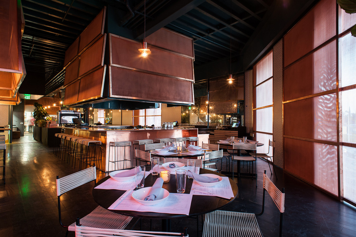 Modern indoor dining room at E.P. & L.P. for intimate gatherings and corporate events.