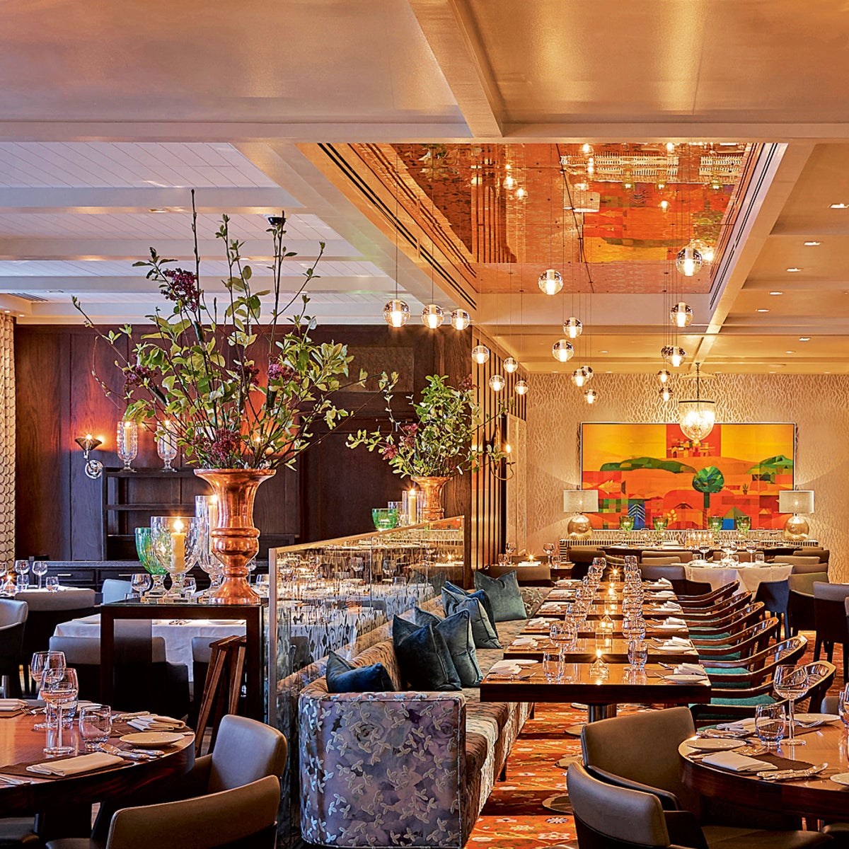 Elegant dining space in Crystal Room, Chutney Mary for upscale events and gatherings.