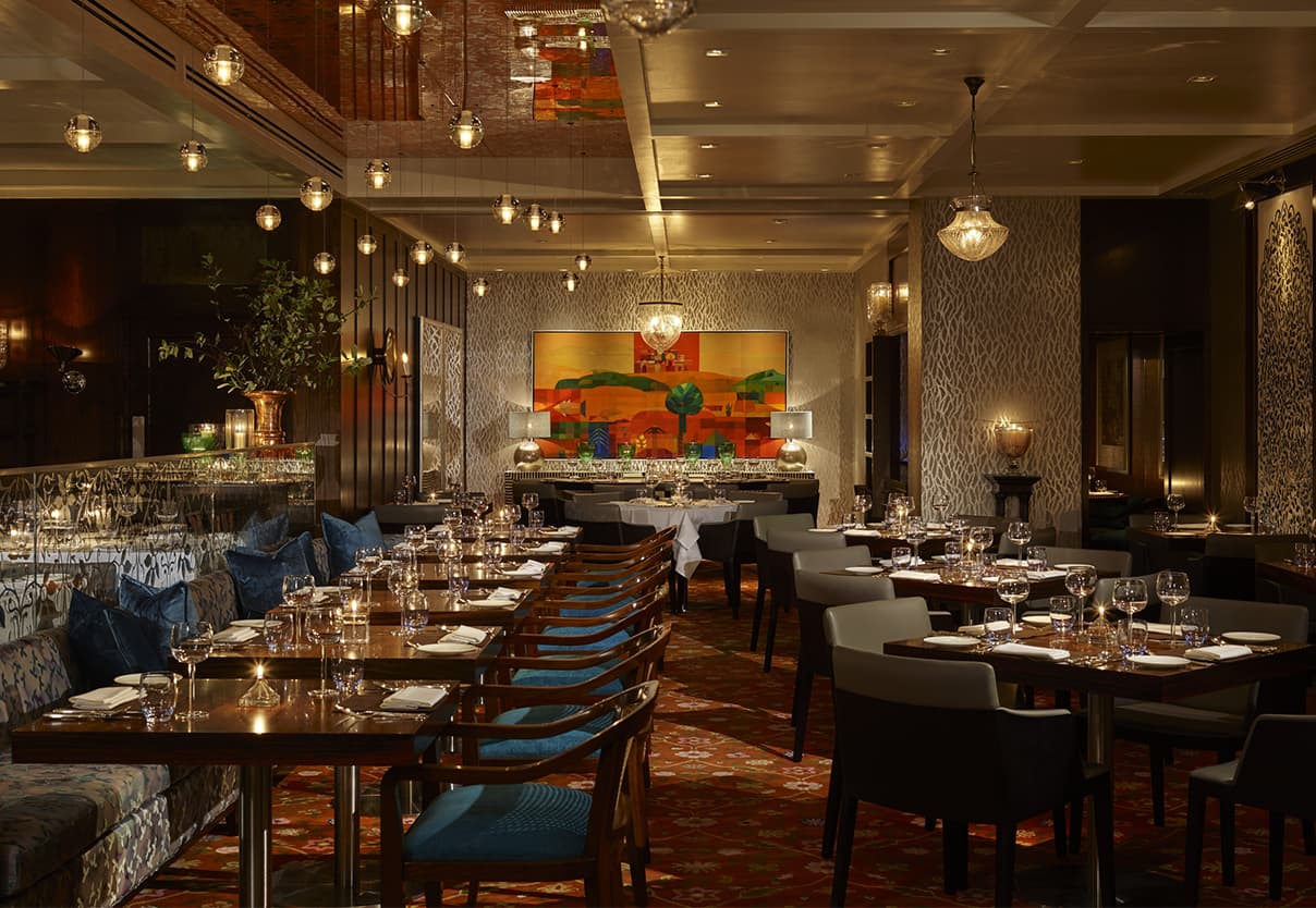 Elegant Crystal Room at Chutney Mary, perfect for upscale corporate events and private gatherings.