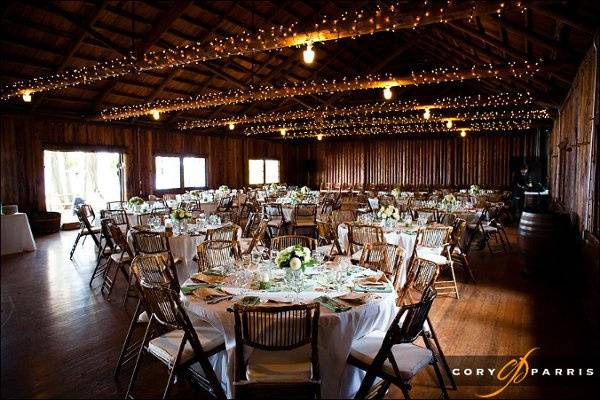 Elegant banquet hall with floral centerpieces, perfect for weddings and upscale events.