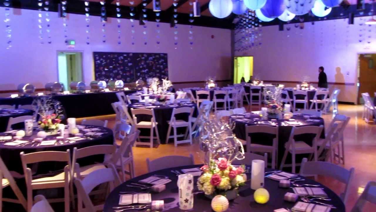 Banquet hall at Grace E. Simons Lodge with elegant tables for formal events and celebrations.