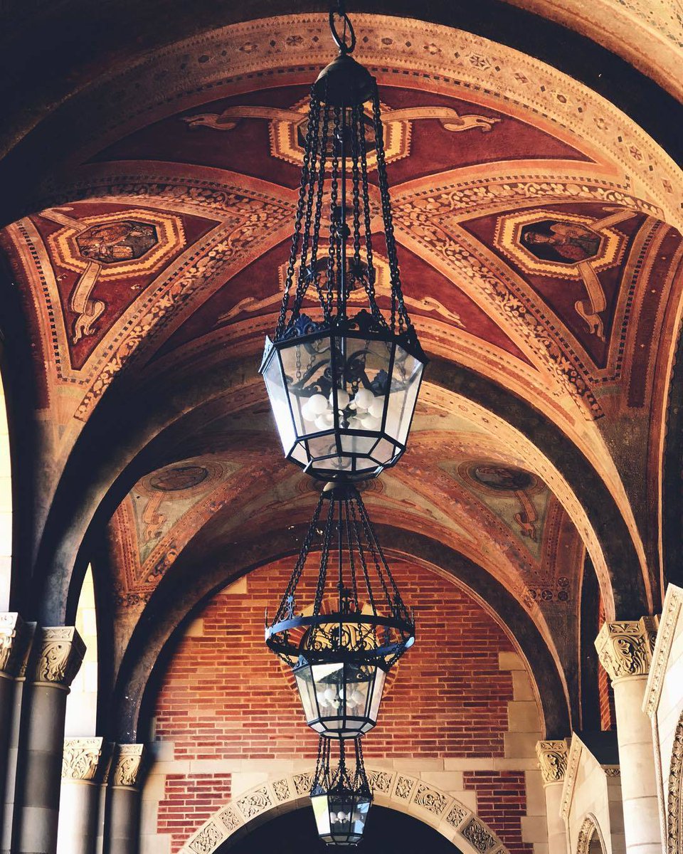 Intricate ceiling arches in Royce Hall, perfect for elegant events and receptions.