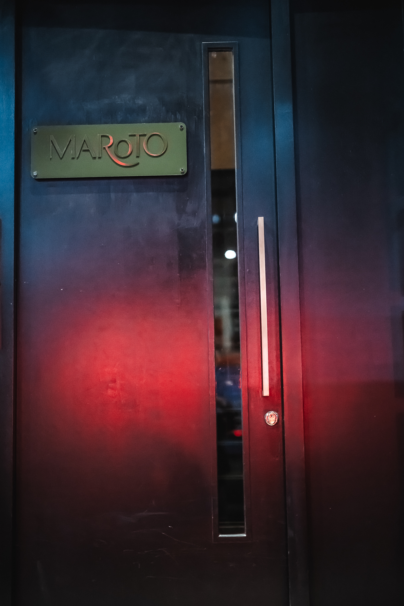 Sleek entrance of Maroto Restaurant, ideal for upscale meetings and events in London.