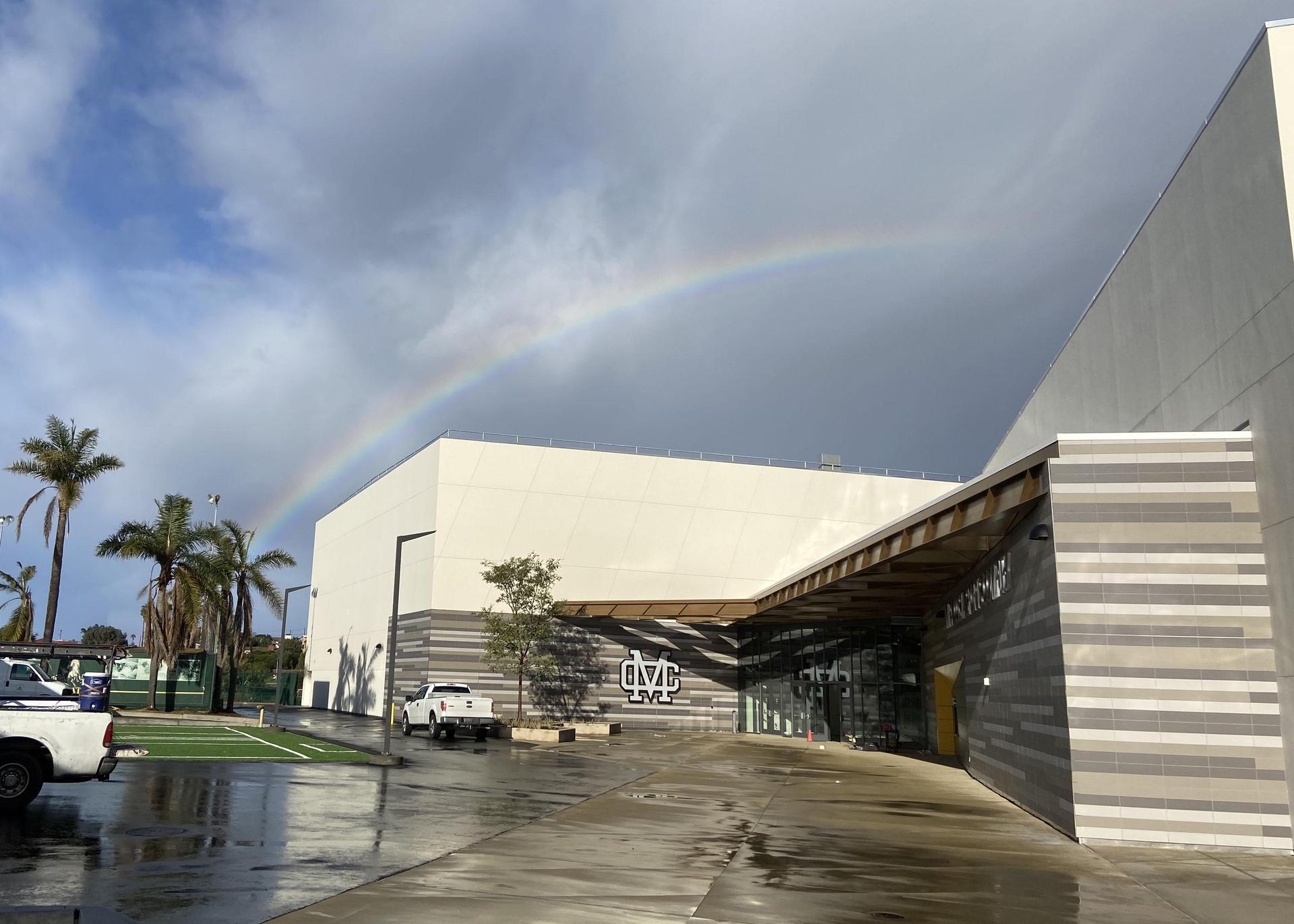 Mira Costa High School gym with sleek design and rainbow, perfect for events and gatherings.