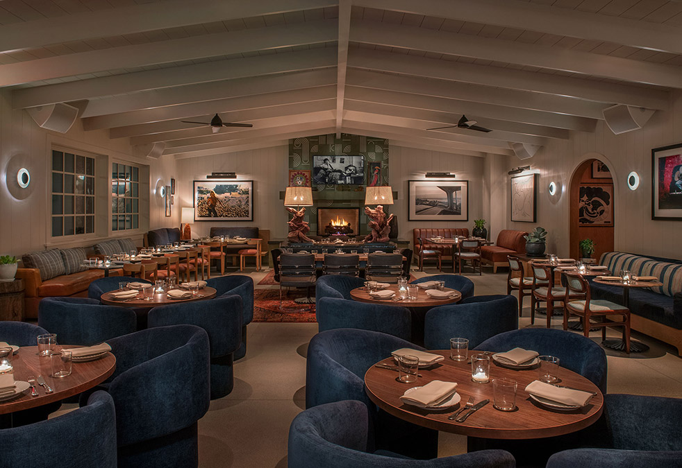 Stylish dining space in The Bungalow Long Beach for intimate gatherings and corporate events.