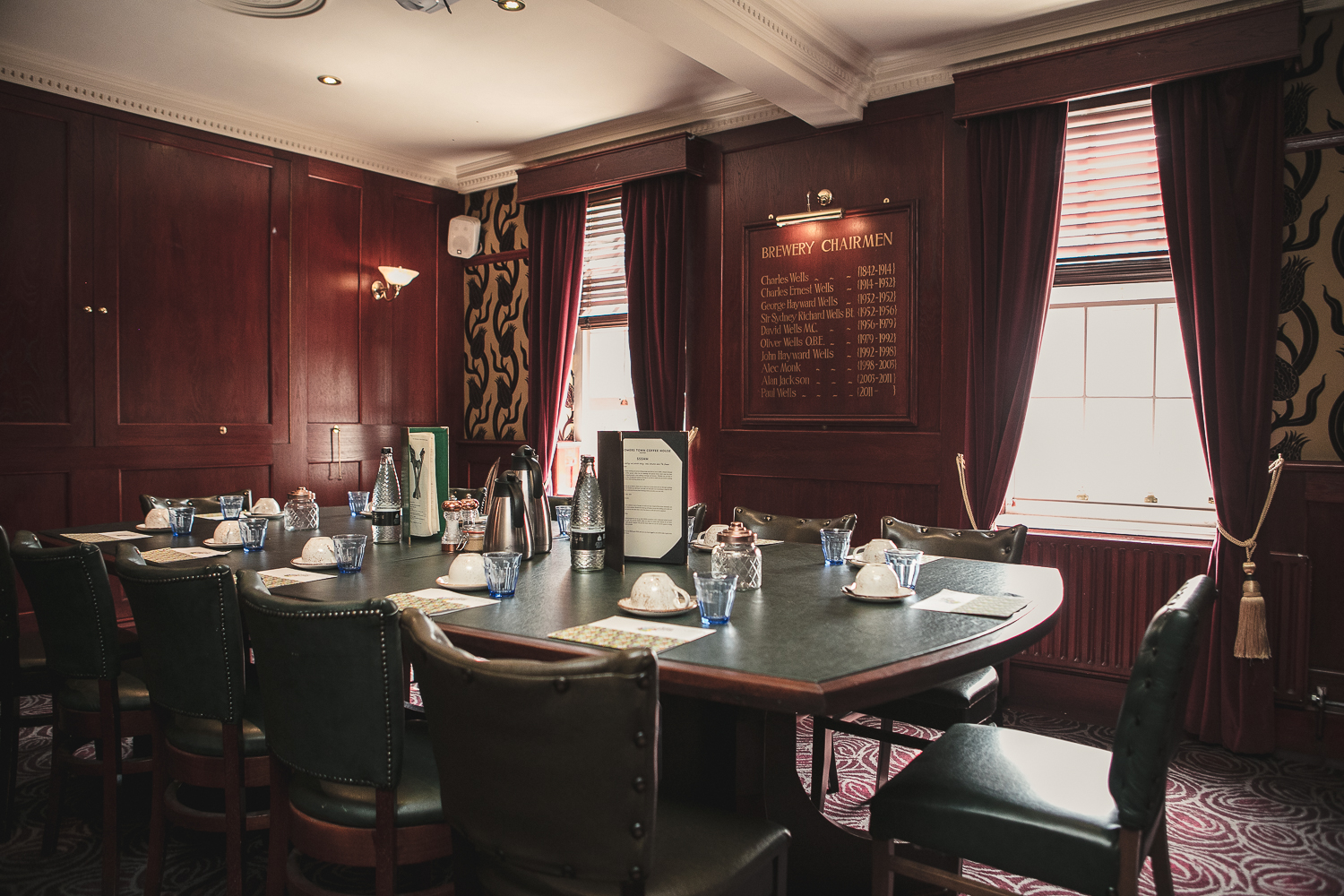 The Boardroom at Somers Town Coffee House, elegant decor for corporate events and meetings.