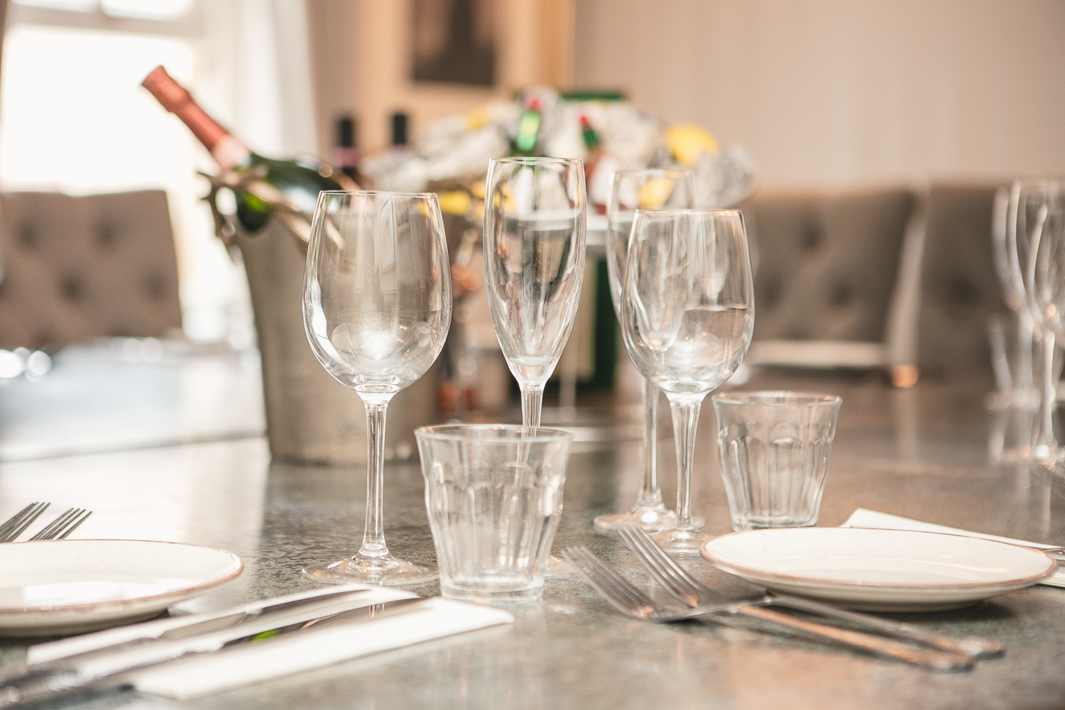Elegant dining table setup in The Club Room, perfect for corporate dinners and celebrations.