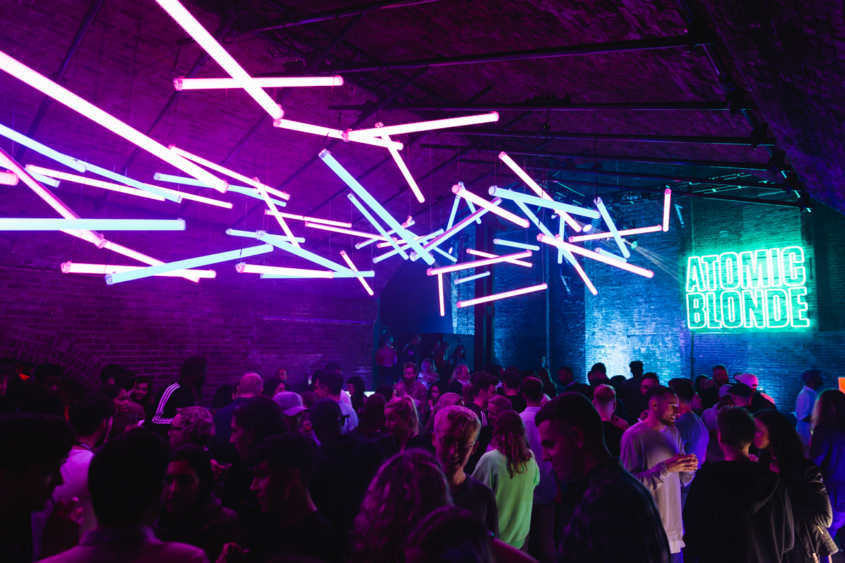 Vibrant event space at Village Underground with dynamic lighting for networking gatherings.