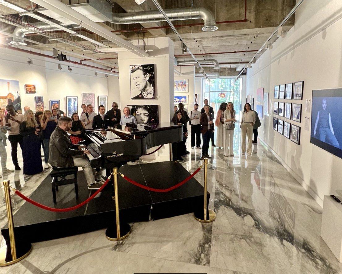 Brunswick Art Gallery event with live music, elegant setup, and vibrant art exhibition.