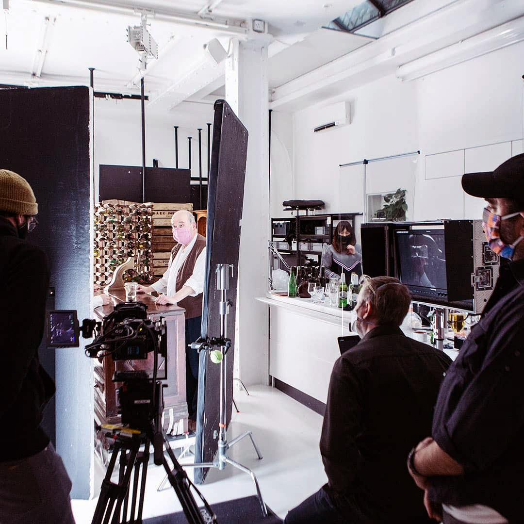 Behind-the-scenes video shoot setup with cameras and crew at Icetank for events.