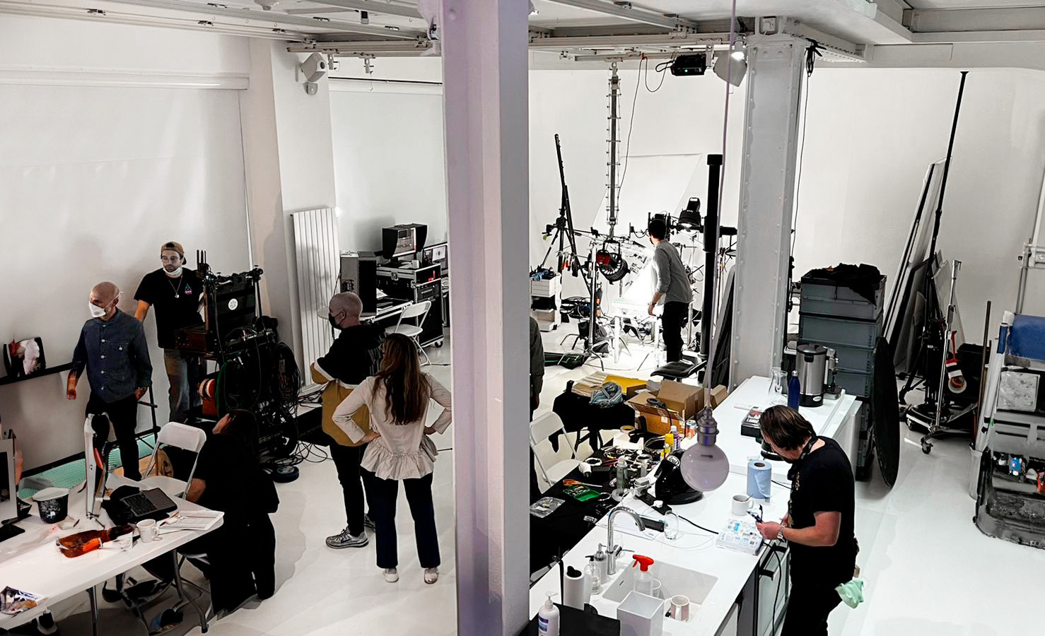 Dynamic studio event setup showcasing teamwork in arts and film production.