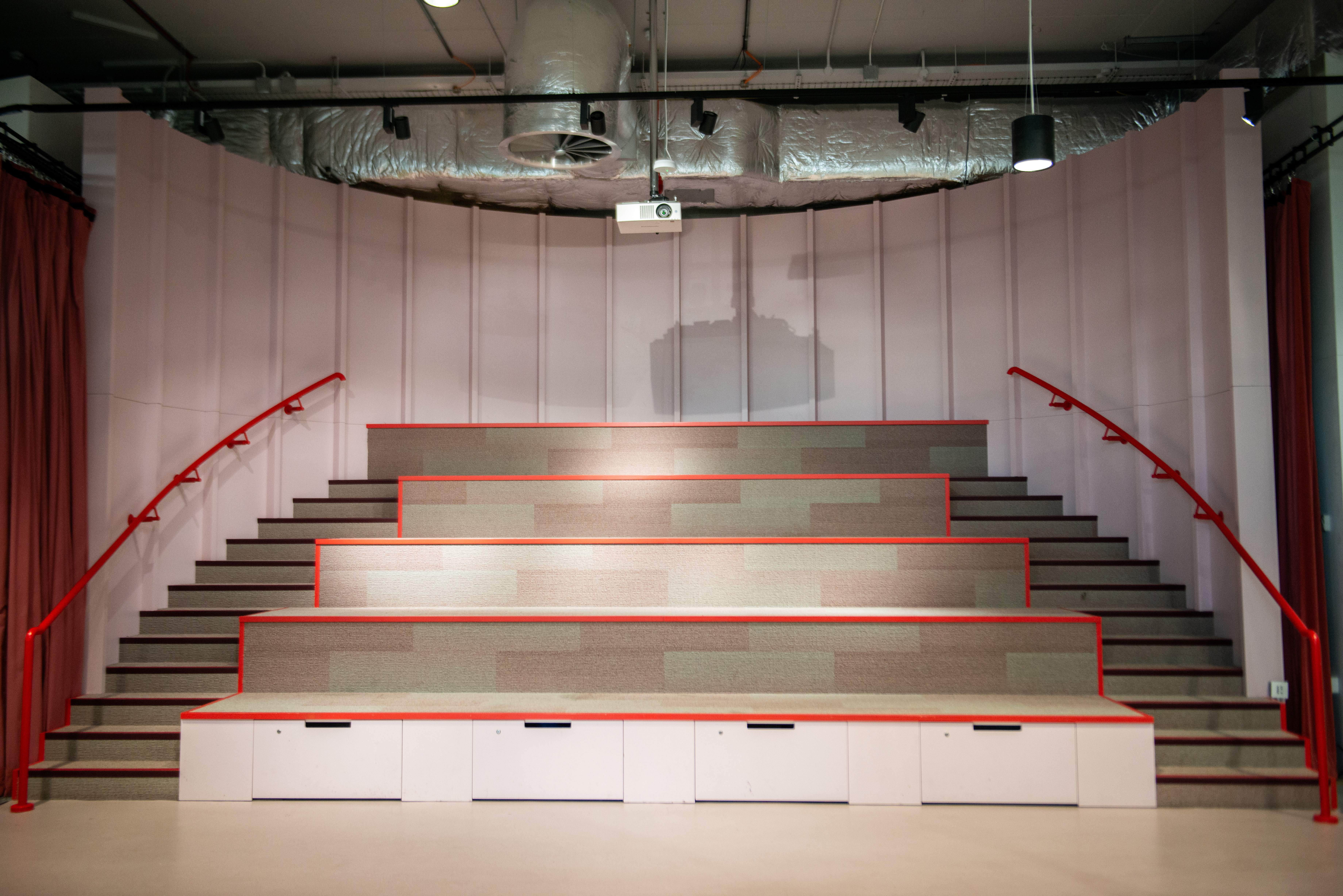 Tiered seating area at Dugdale Arts Centre, perfect for presentations and workshops.