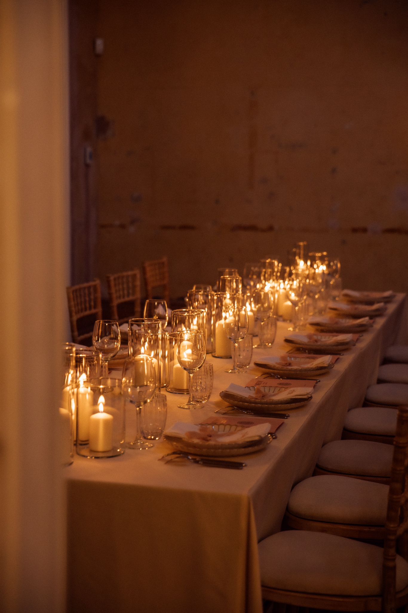 Elegant wedding dining setup with candlelight at Knotel Workclub, perfect for intimate events.