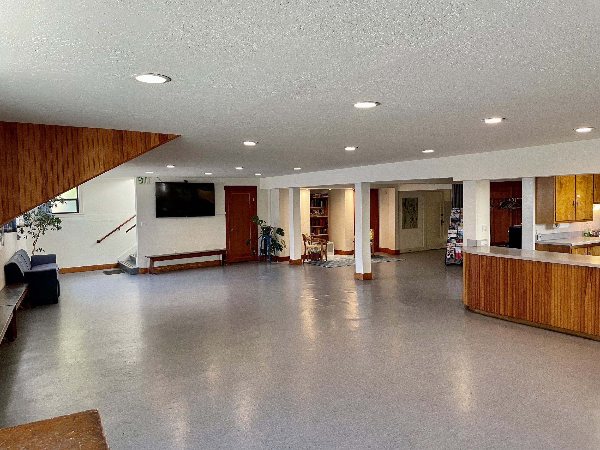 Spacious community center in Finnish Hall, ideal for events and meetings with modern design.