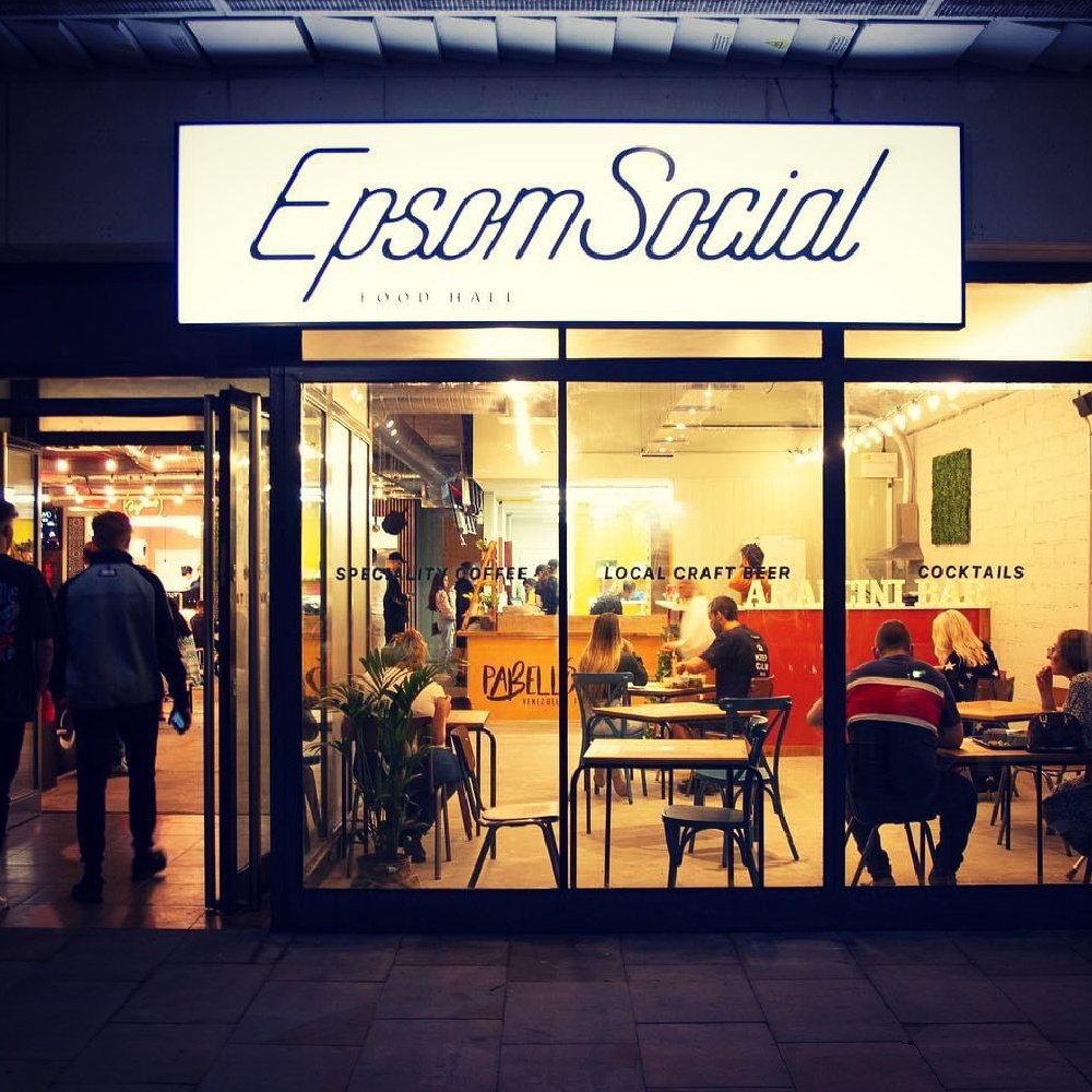 Epsom Social food court: modern venue for casual meetings and social events.